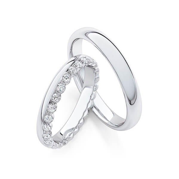 Trauringe Memoire Palladium 950 Brillant zus. 0,540 ct. tw, si Rubin RU-1761