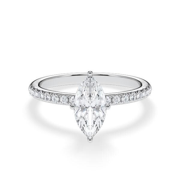 Verlobungsring Veiled Halo Marquise-Diamant Weißgold Rubin RU-1892