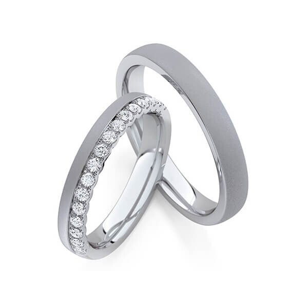 Paar Trauringe / Eheringe Platin 600/- zus. 0,320 ct, tw, si - RU-1765-5