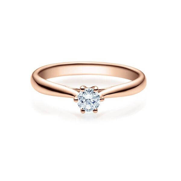 Verlobungsring Solitär Brillant 6er Krappe Rotgold Rubin RU-1504