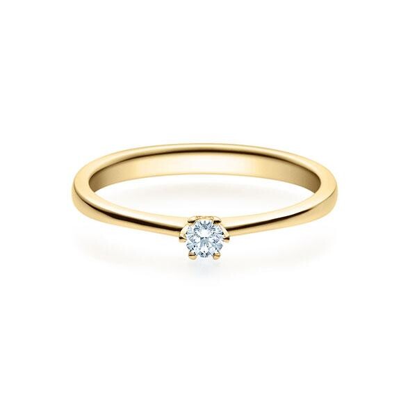 Verlobungsring Solitär 6er Krappe 18016 Brillant TW,SI Gelbgold Rubin RU-1495