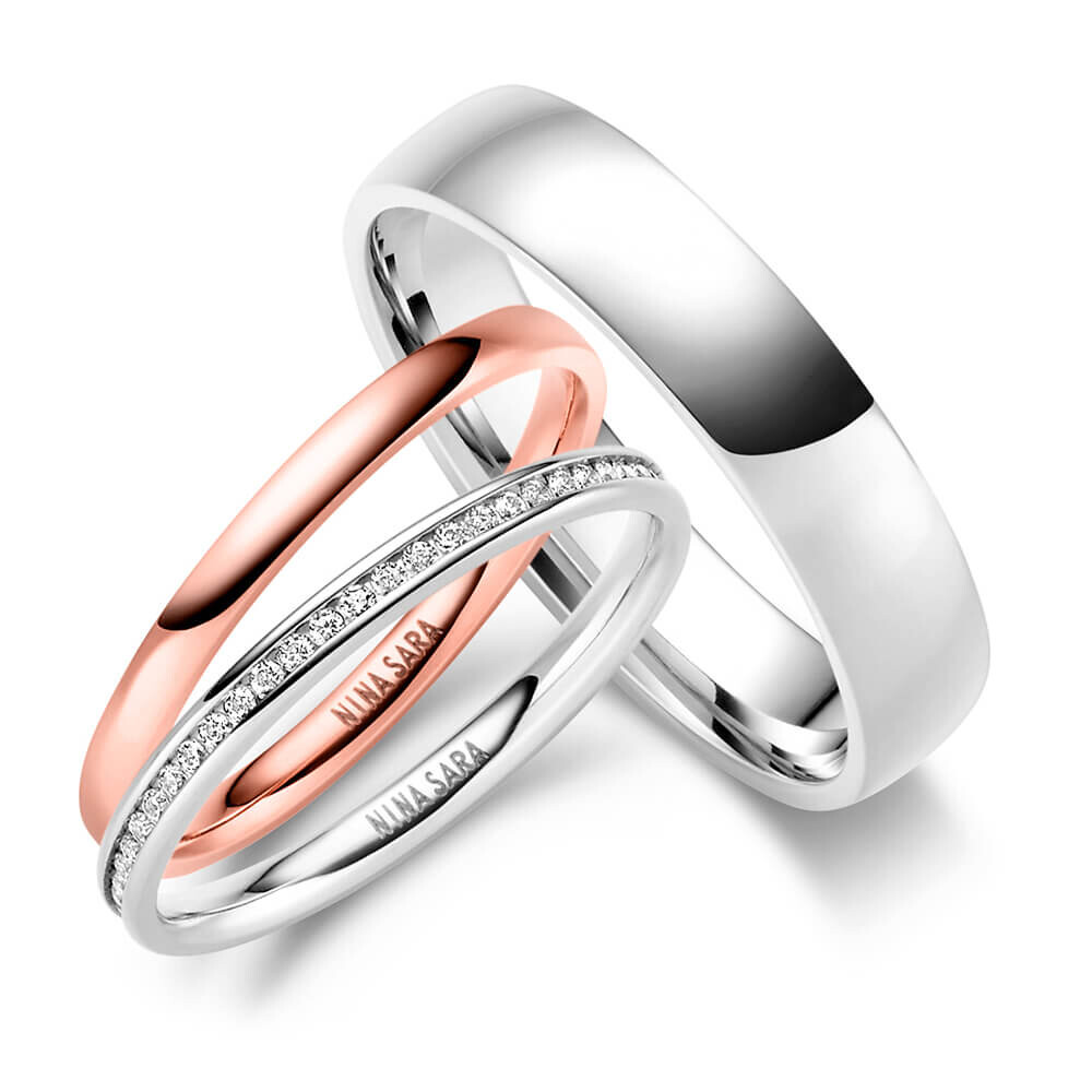 Edelstahlringe Rosé Triset Zirkonia Nina Sara NS-G11