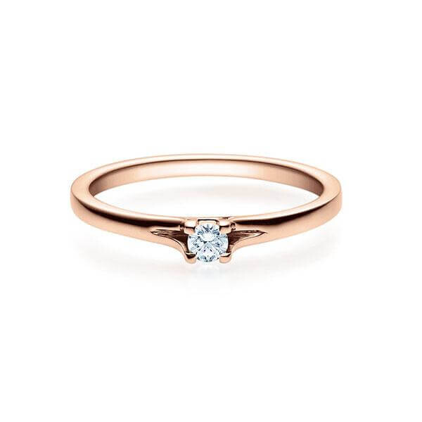 Verlobungsring Solitär Brillant Rotgold 585 0,080 ct. w, si Rubin RU-1492