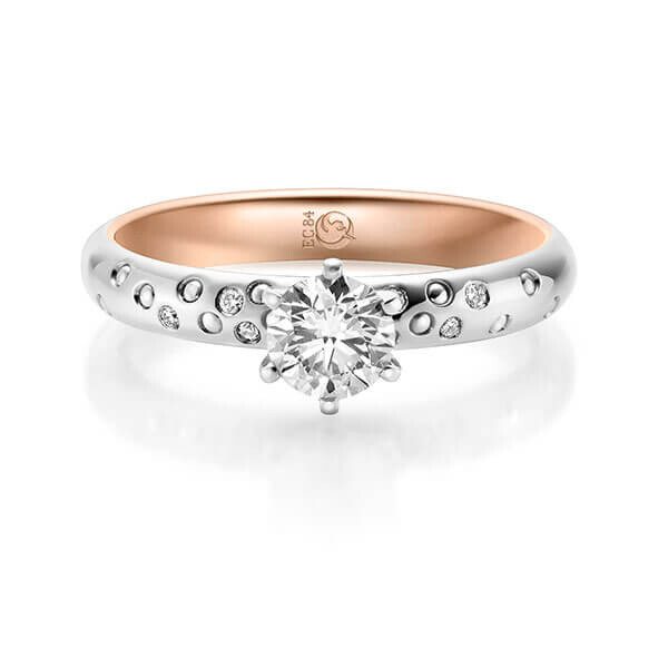 Diamantring Platin 950 & Rotgold 585 zus. 0,530 ct, Lab-Grown & tw,si Brillant Rubin RU-1726-16