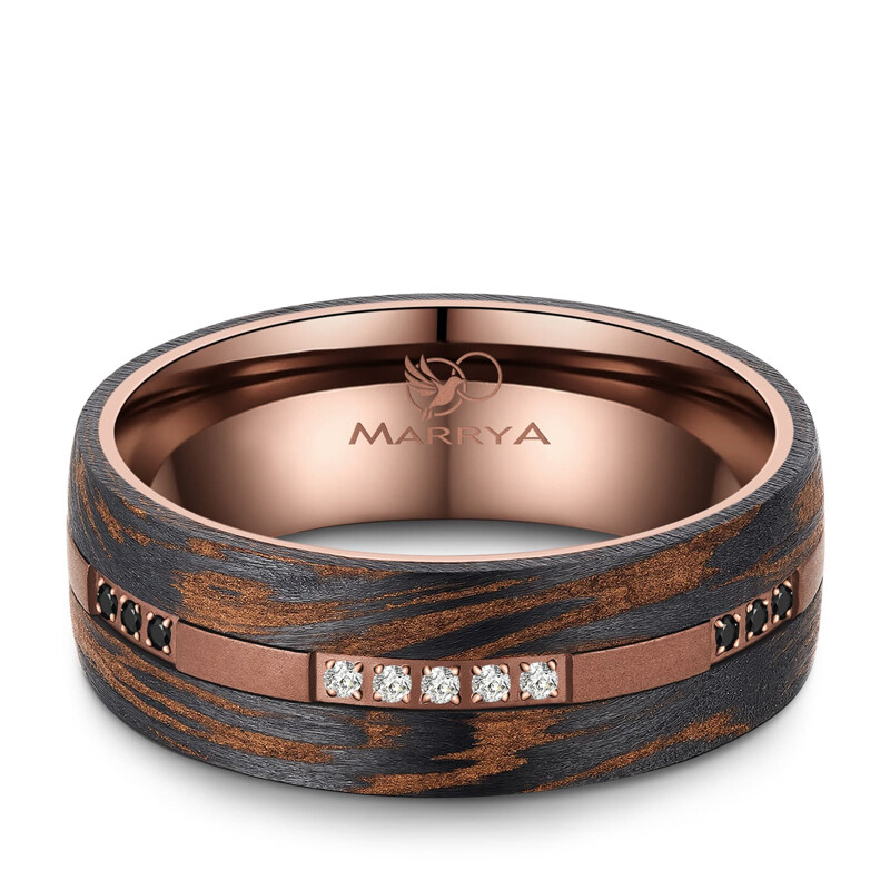 Breiter Damenring Carbon Bronce Design Marrya CB-08
