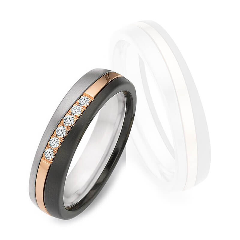 Damenring Surfing Colors Zirkonium & Roségold & Titan Ruesch 14/20010