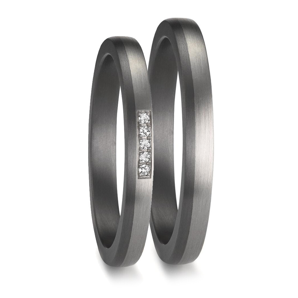 Trauringe aus Tantal & Platin Brillant TeNo 601864 & 601865
