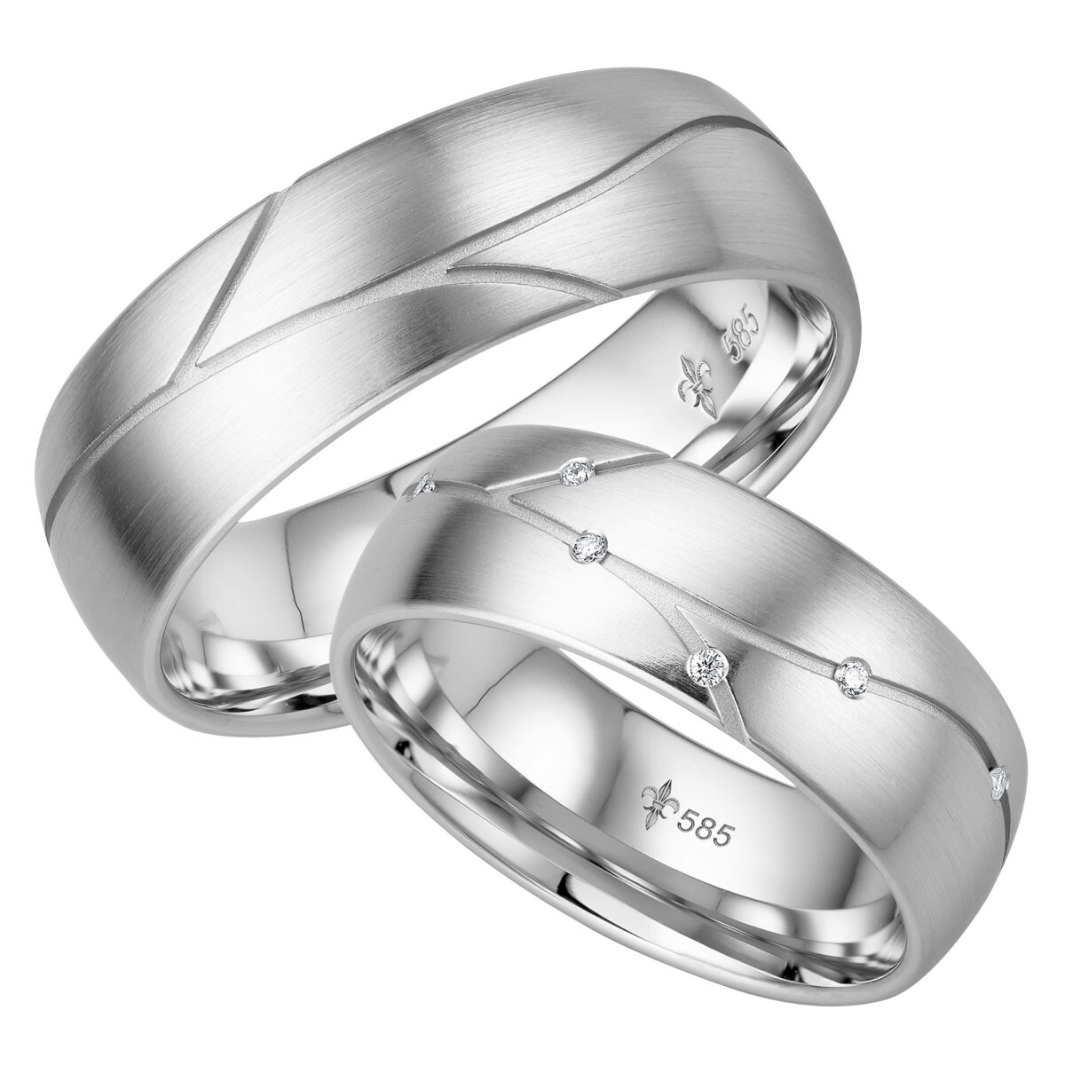 Giloy Trauringe Isabelle Weißgold TR-0-00018 & TR-1-00018