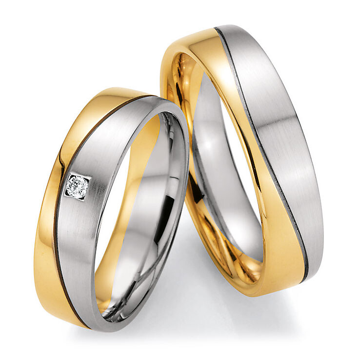 Trauringe Weißgold & Gelbgold Brillant Ruesch 66/40130 & 66/40140