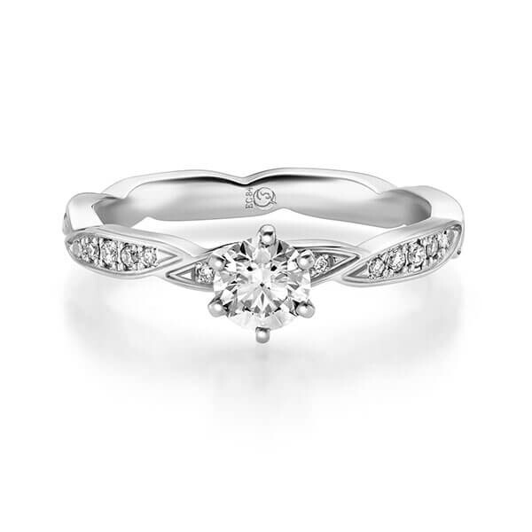 Diamantring Graugold 585 zus. 0,500 ct, Lab-Grown & tw,si Brillant Rubin RU-1721-11