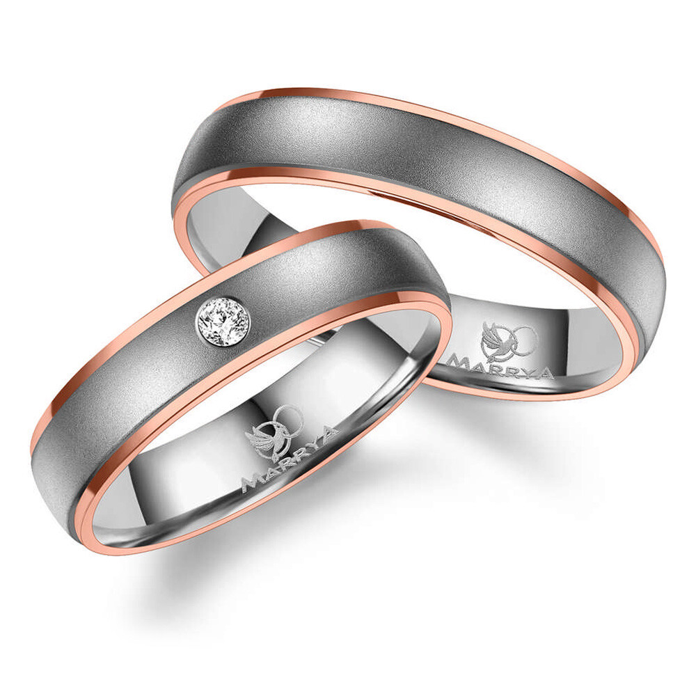 Trauringe Partnerringe Titan Rosé Zirkonia Marrya TI-12