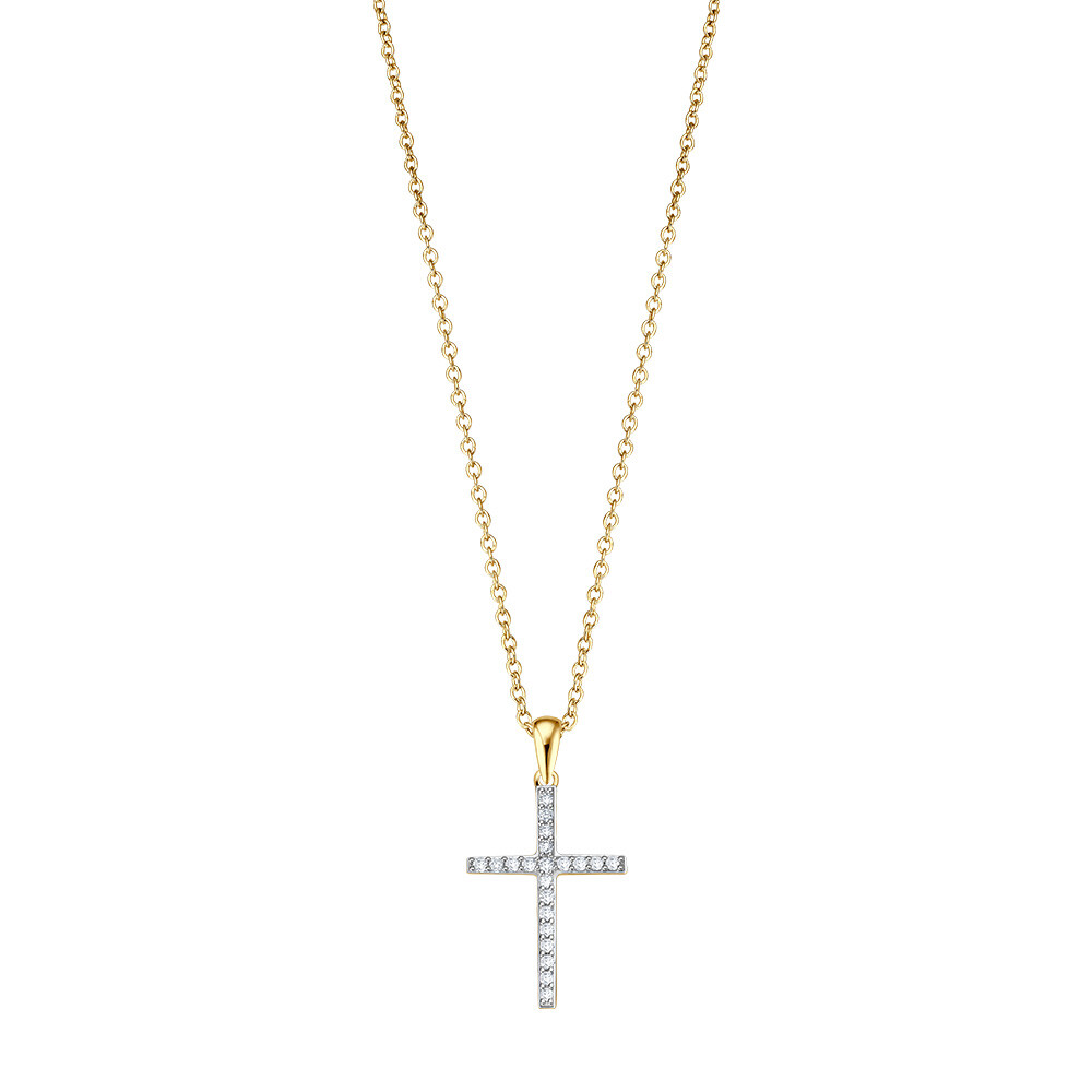 Kette mit Anhänger Kreuz Pallina Gelbgold Brillant bella luce EH4844