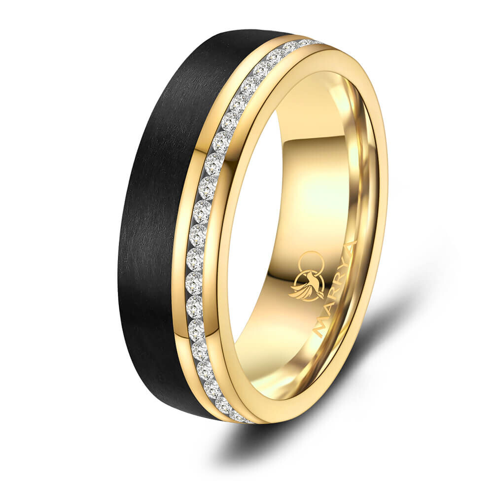 Damenring Edelstahl Gold Carbon Zirkonia Marrya CA-02