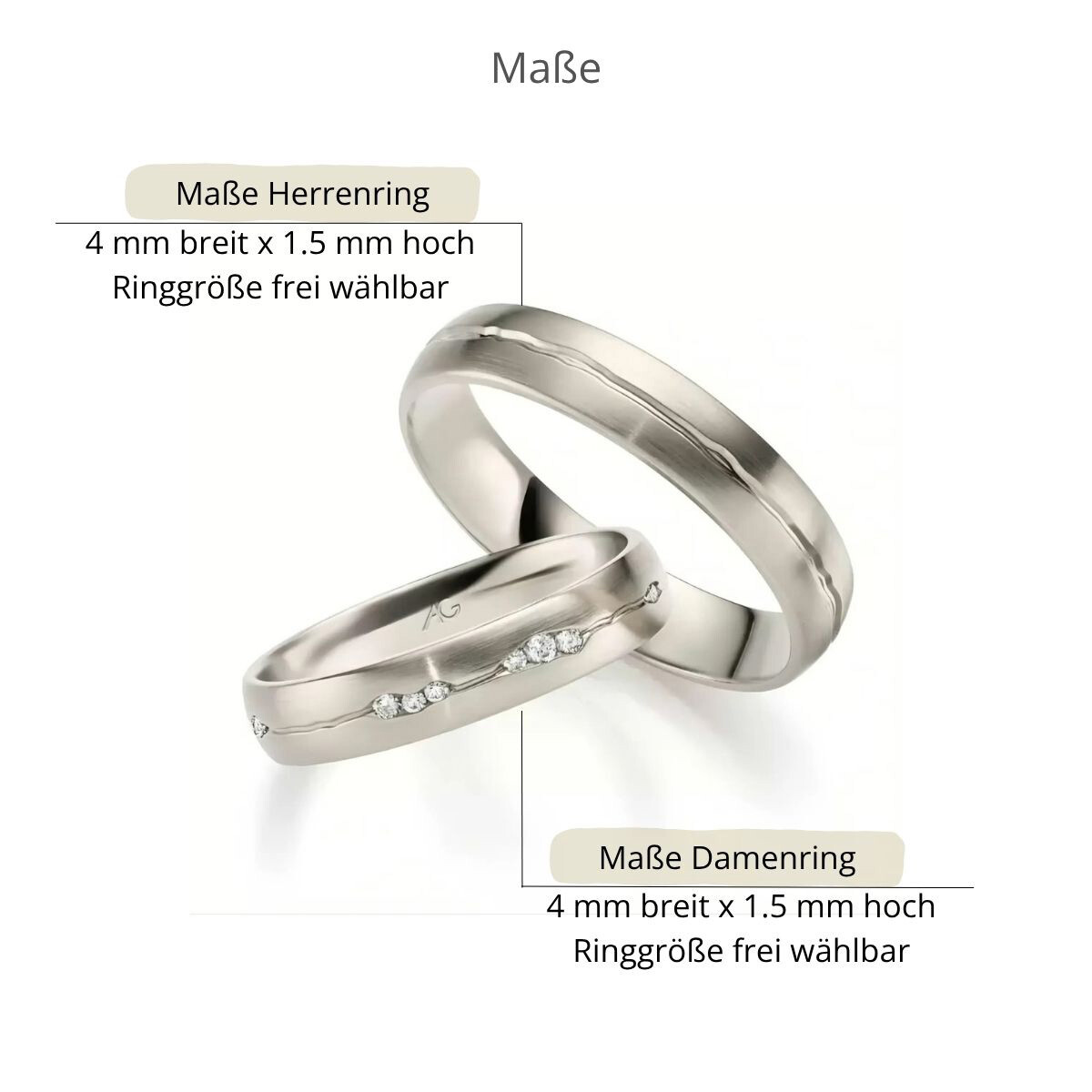 Trauringe Elfenbein-Gold Designfuge Brillant Gerstner 31132