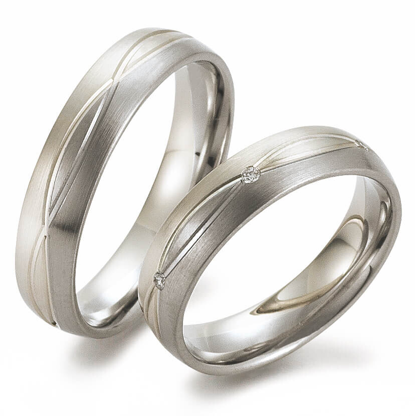 Trauringe Weißgold Palladium Brillant Gerstner 28340