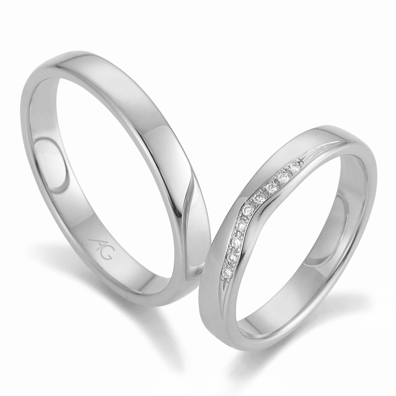 Gerstner Trauringe Weißgold 4/28502/3.5 & 28502/3.5 schmale Eheringe poliert