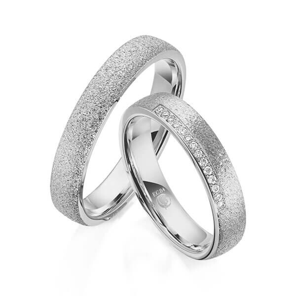 Paar Trauringe / Eheringe Palladium 585/- zus. 0,070 ct, tw, si - RU-1606-6