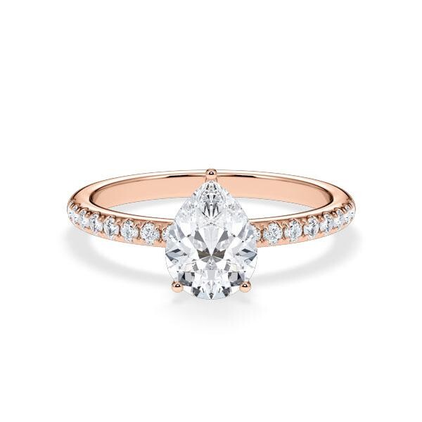 Verlobungsring Veiled Halo Lab-Grown Tropfen-Diamant Rotgold Rubin RU-1894