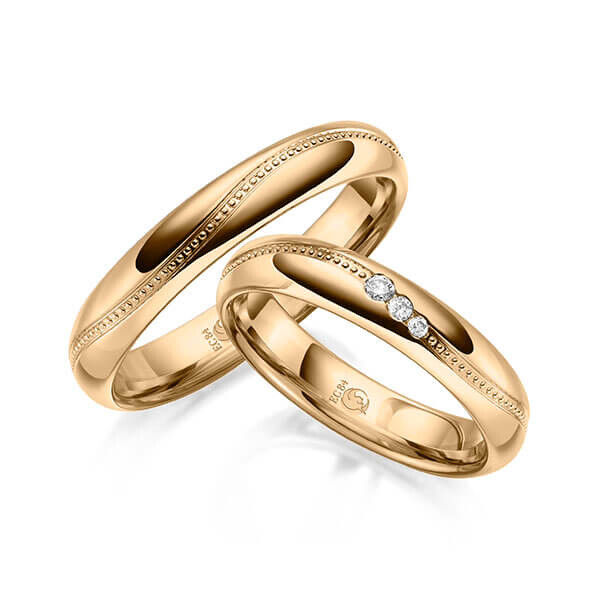 Paar Trauringe / Eheringe Roségold 375/- zus. 0,060 ct, tw, si - RU-1626-5