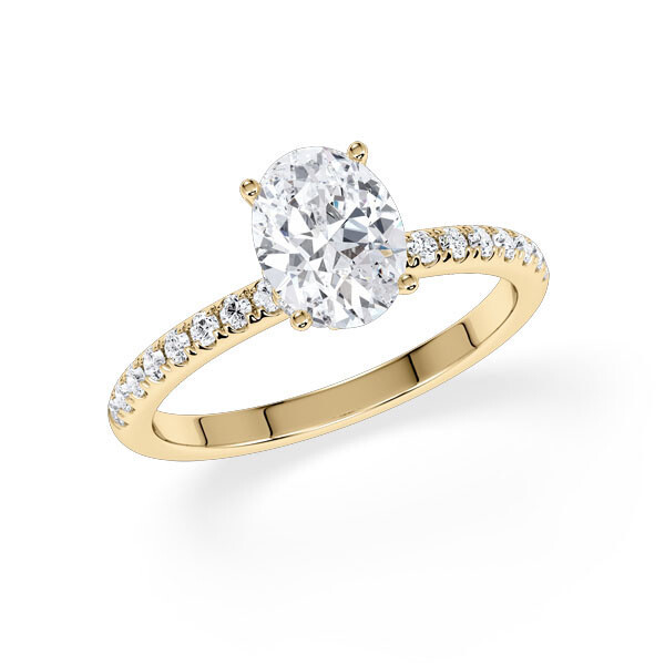 Ring Veiled Halo Oval Diamant Gelbgold Rubin 1983