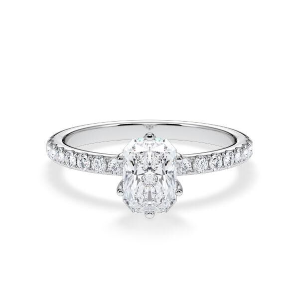Verlobungsring Hollywood Weißgold 750 Radiant Pavé – Rubin RU-1886