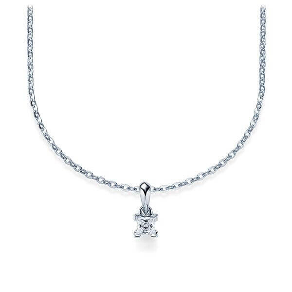 Collier Platin 950 Prinzess-Diamant zus. 0,100 ct, tw, vs Rubin RU-1577-1