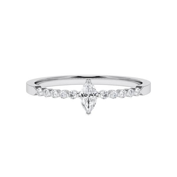 Diamantring Weißgold 750 Marquise-Diamant zus. 0,300ct. Rubin RU-1792