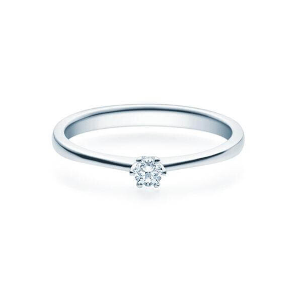Verlobungsring Solitär 6er Krappe 18016 Brillant TW,SI Silber 925 rhod. Rubin RU-1495