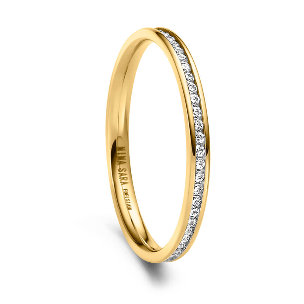 Vorsteckring Edelstahl Gold Zirkonia Nina Sara NS-05