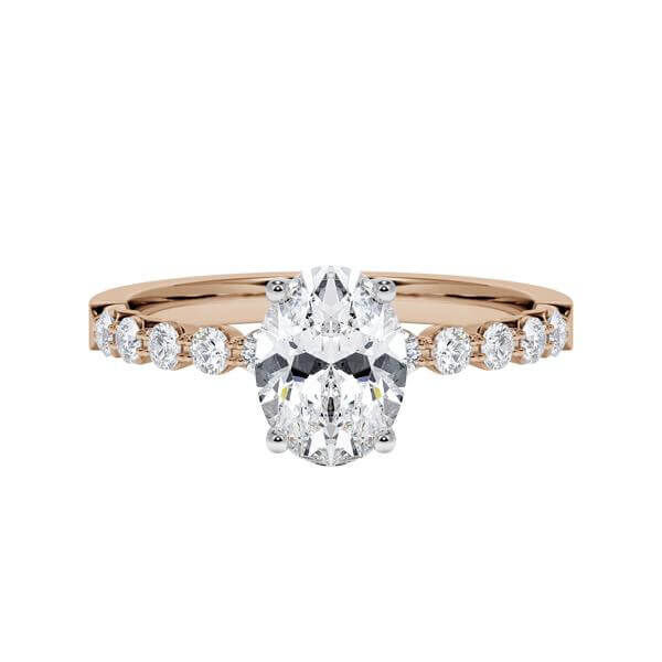 Diamantring Peach-Gold 750/- Weißgold 750/- zus. 1,300 ct, LAB - e, vs2 & tw, si - RU-1786-35