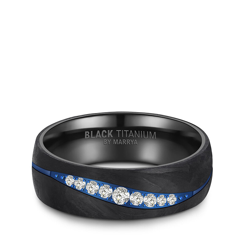 Eheringe Black Titanium Blue Ocean Brillant Marrya BT-B-17