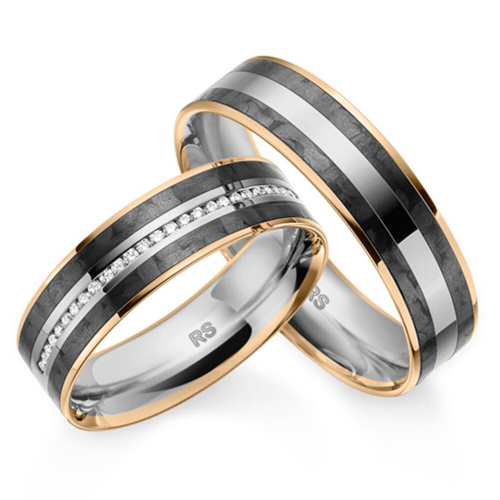 Sickinger Trauringe Carbon & Rosé-/ Graugold SC-1197-1