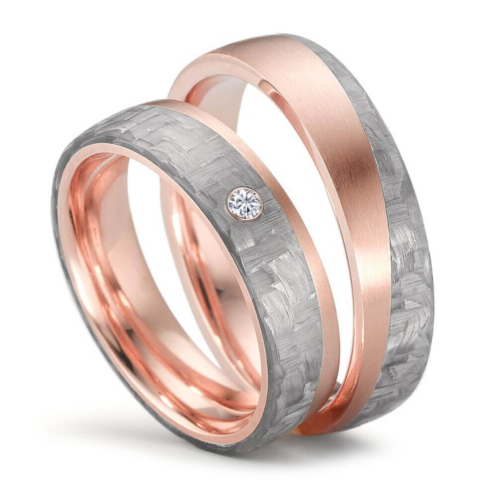 Trauringe Carbon Rotgold 585 Brillant TitanFactory 52618
