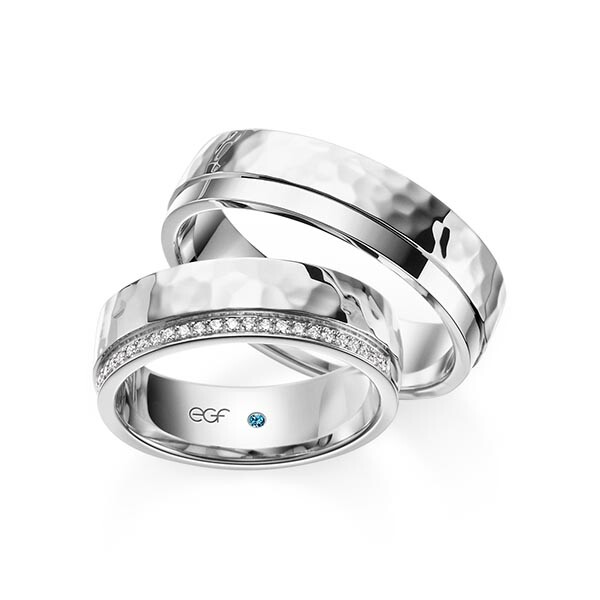 egf Trauringe Palladium Hammerschlag Brillant F-1349-4