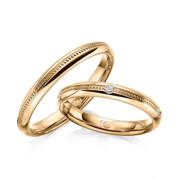 Paar Trauringe / Eheringe Roségold 375/- zus. 0,100 ct, tw, si - RU-1620-5