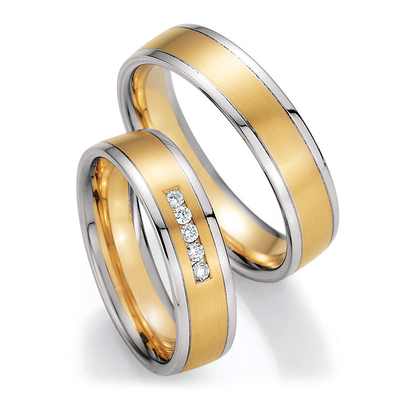 Trauringe Weißgold Gelbgold Brillant Ruesch 66/40050 & 66/40060