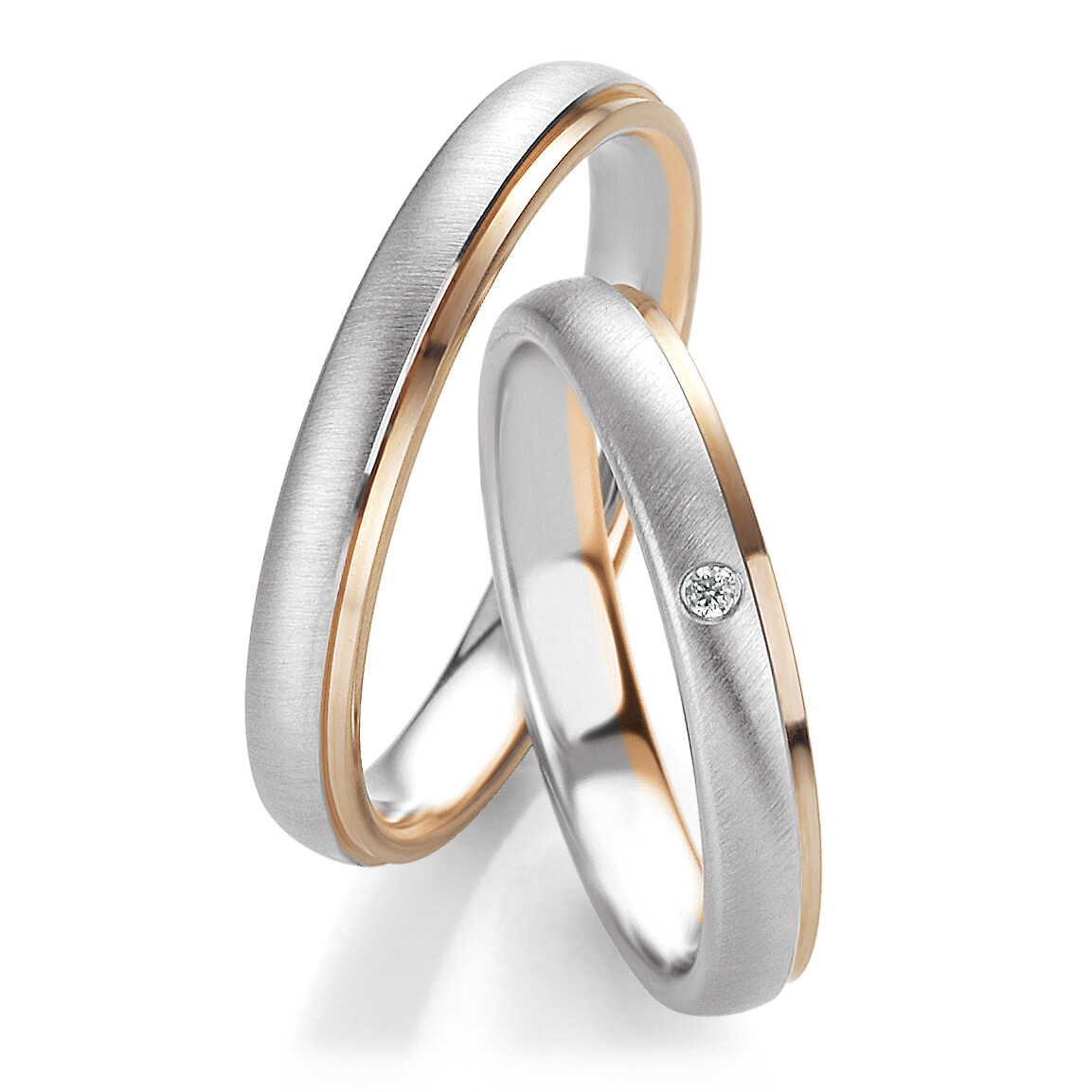 Breuning Trauringe Eheringe Bicolor Weißgold Roségold Solitär 48/05651