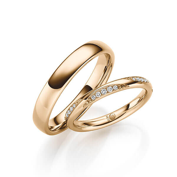 Paar Trauringe / Eheringe Roségold 375/- zus. 0,216 ct, w, si - RU-1702-4