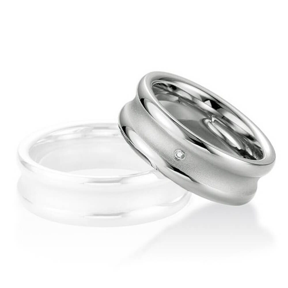 Partnerring Silber 925 mit Brillant konkav Breuning 48/08041