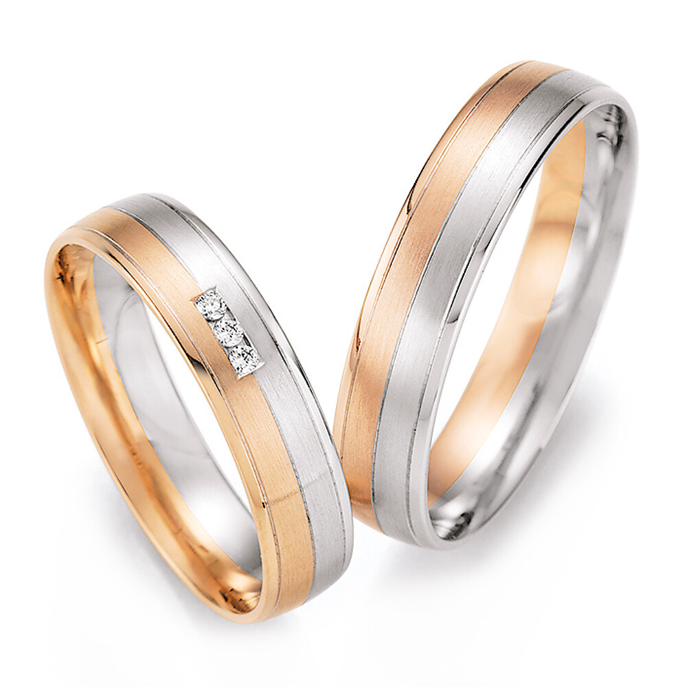 Ruesch Trauringe 66/43130 & 66/43140 Weißgold & Rotgold