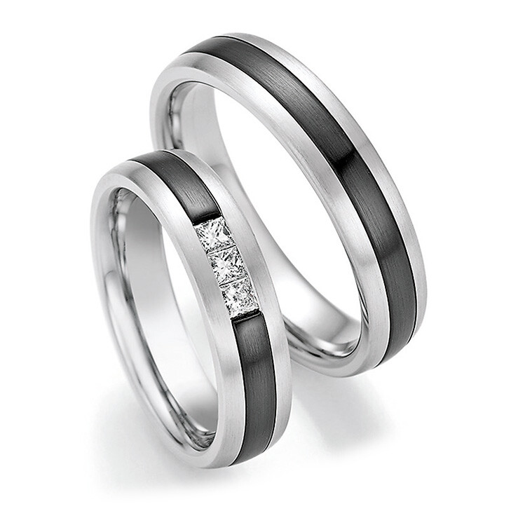 Collection Ruesch Trauringe Bicolor 14/10010 & 14/10020 Weißgold Zirconium