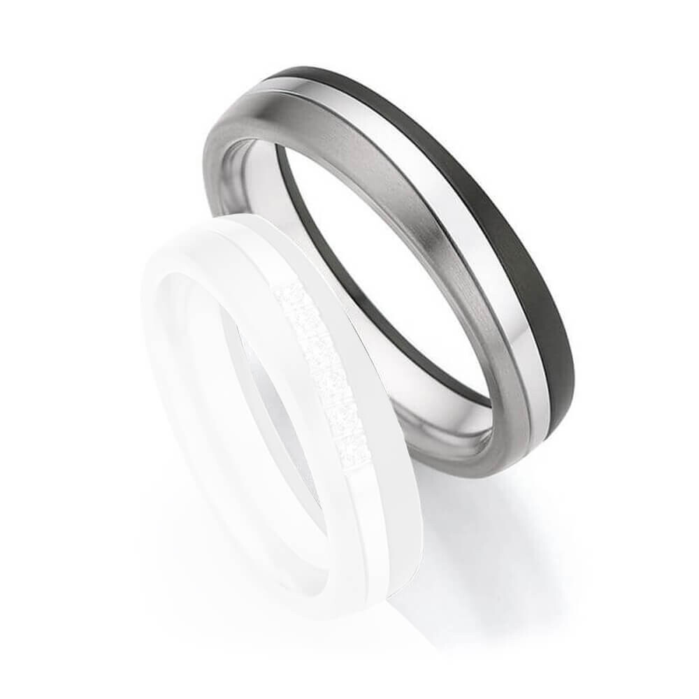 Herrenring Surfing Colors Zirkonium & Weißgold & Titan Ruesch 14/20020