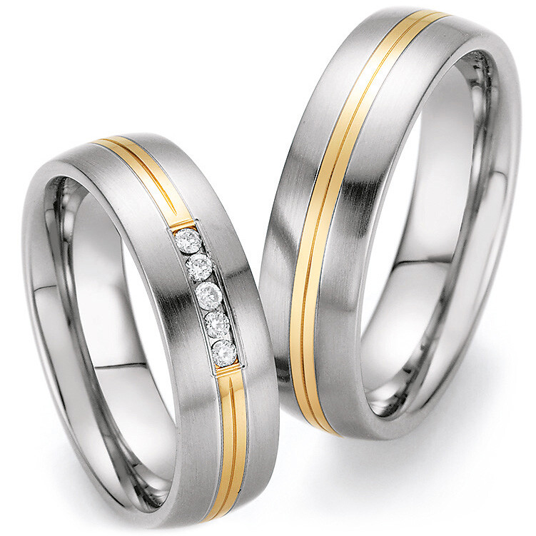 Ruesch Trauringe 88/60030-060 & 88/60040-060 aus Gelbgold 585 & Edelstahl