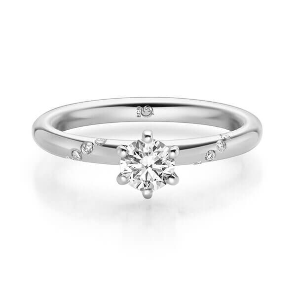Diamantring Palladium 950 zus. 0,440 ct, Lab-Grown & tw,si Brillant Rubin RU-1718-7