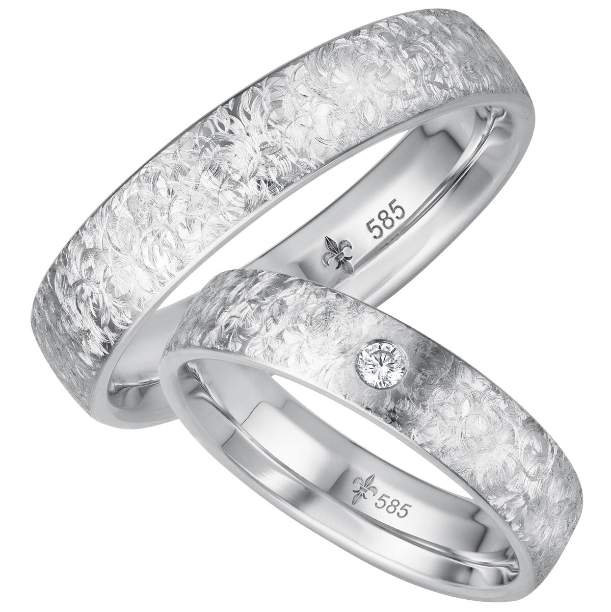 Giloy Trauringe Eléa Weißgold TR-0-00039 & TR-1-00039