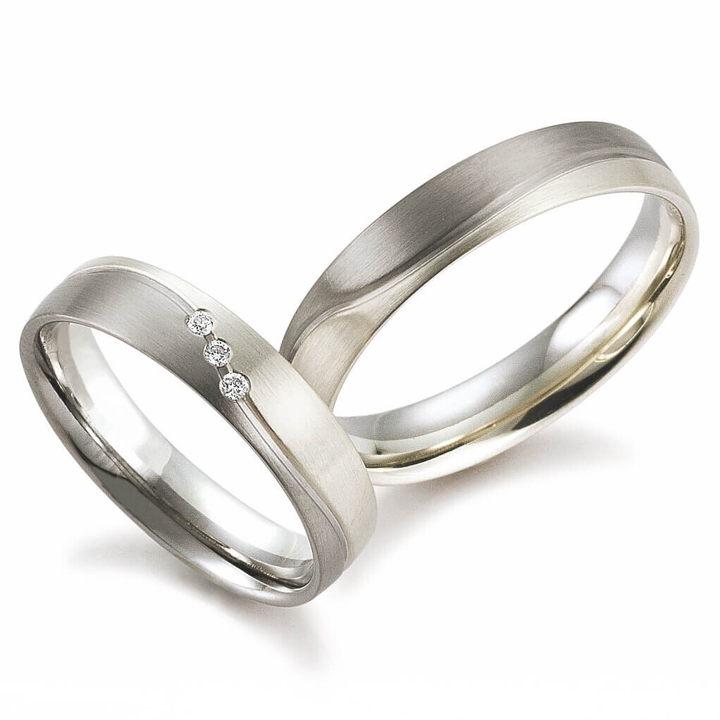 Trauringe Weißgold Palladium Brillant Gerstner 28345