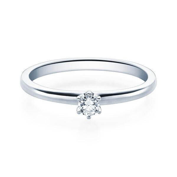 Verlobungsring 6er Krappe Brillant 0,08ct TW,SI Weißgold Rubin RU-1585