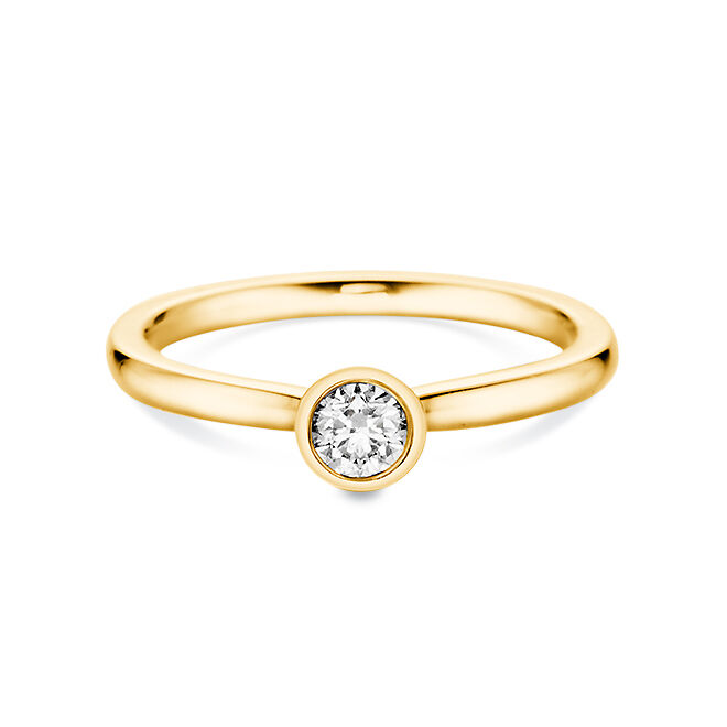 Verlobungsring Gelbgold 585 mit 0,30 ct Brillant Solitär Zarge – Dettinger 26939