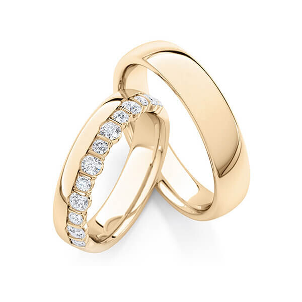 Paar Trauringe / Eheringe Roségold 375/- zus. 0,570 ct, tw, si - RU-1769-4