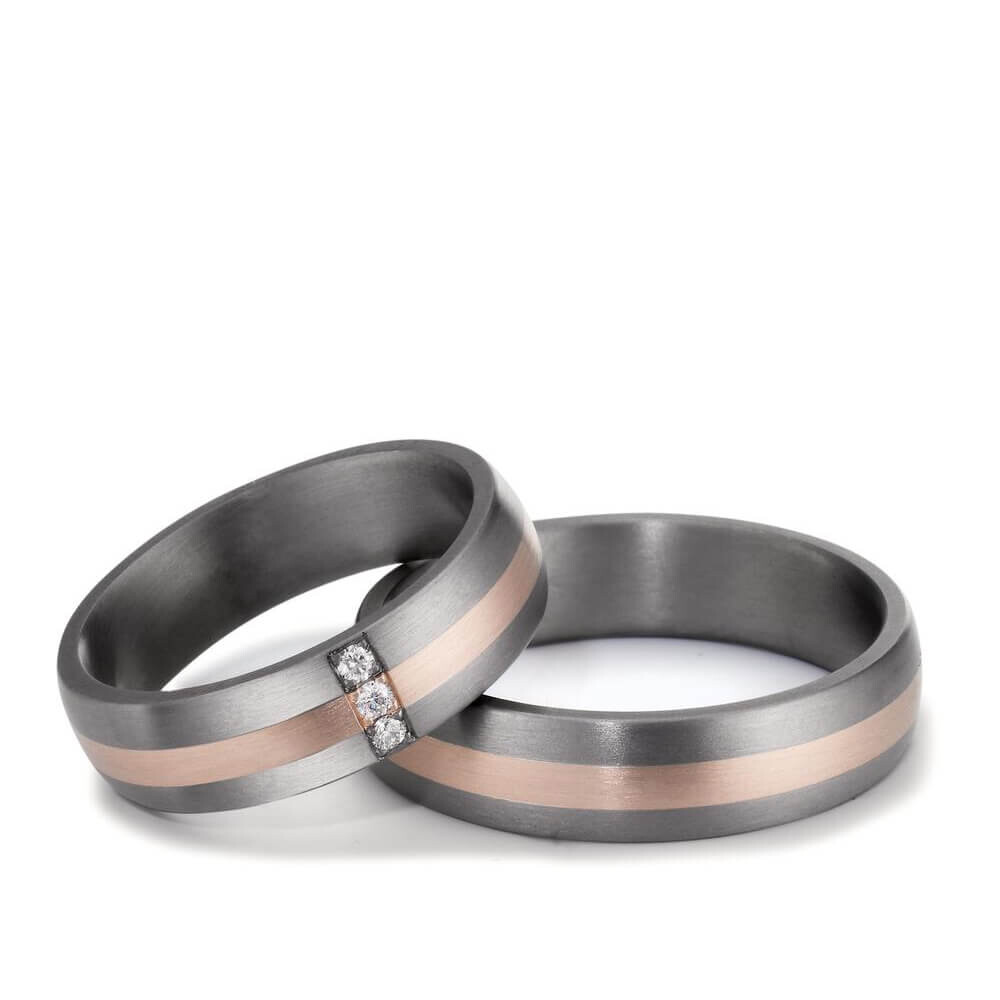 Eheringe Tantal Roségold 585 Brillant TeNo 59758